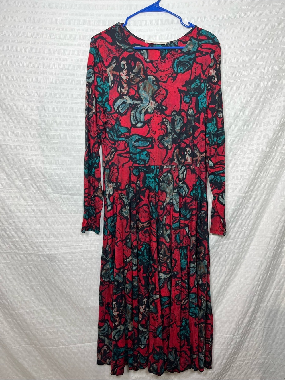 Peruvian Connection Women’s Red Floral Long Sleeve Maxi Dress size large